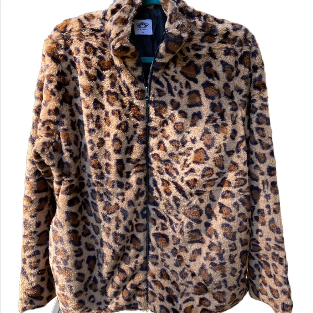 Leopard Print Jacket Plush Size XL